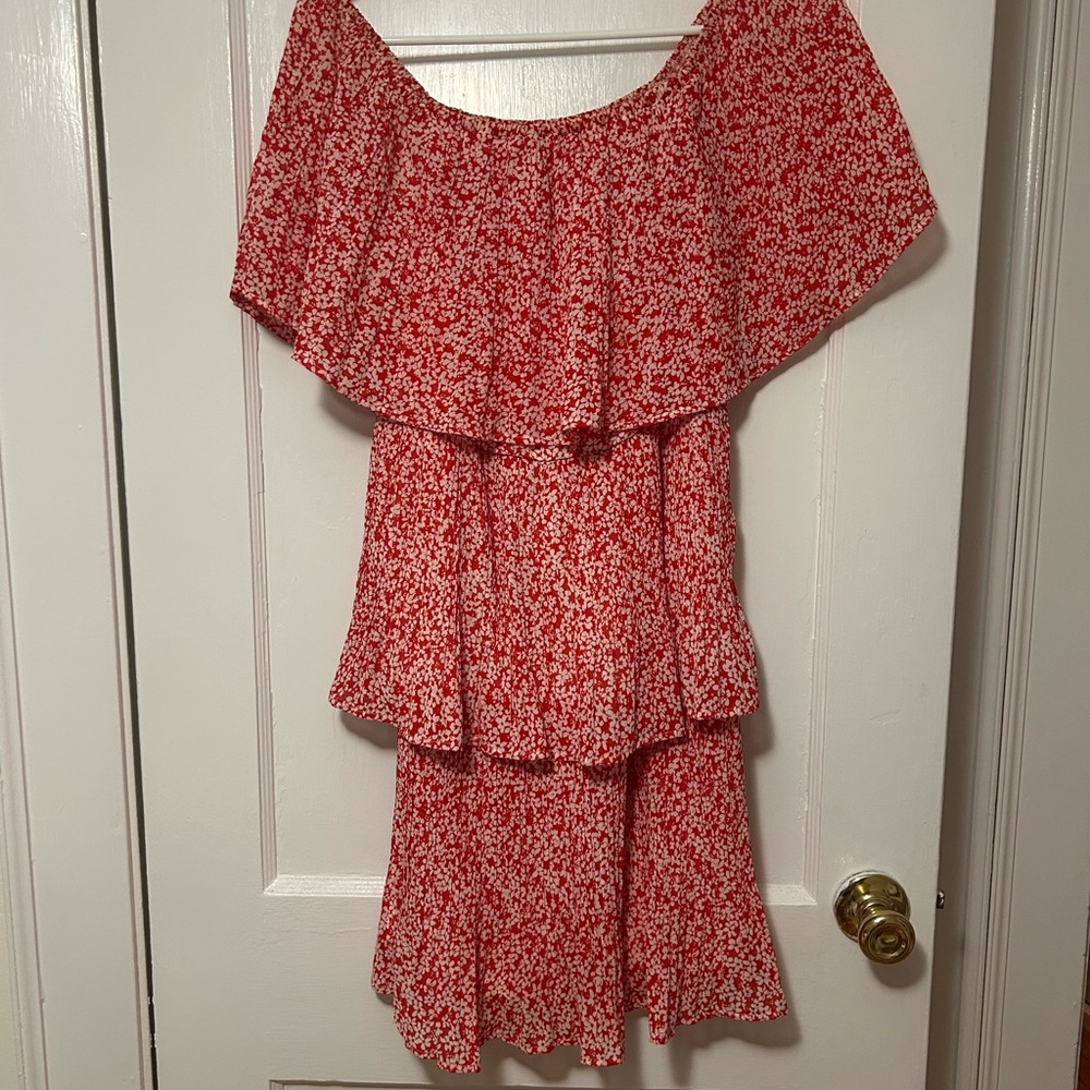 She + Sky Red Floral Mini Dress